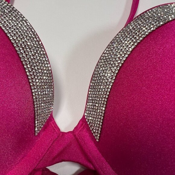 Victoria Secret 36B M VERY SEXY Push Up Bikini Top Set Shine Strap Berry Blush - Picture 6 of 10